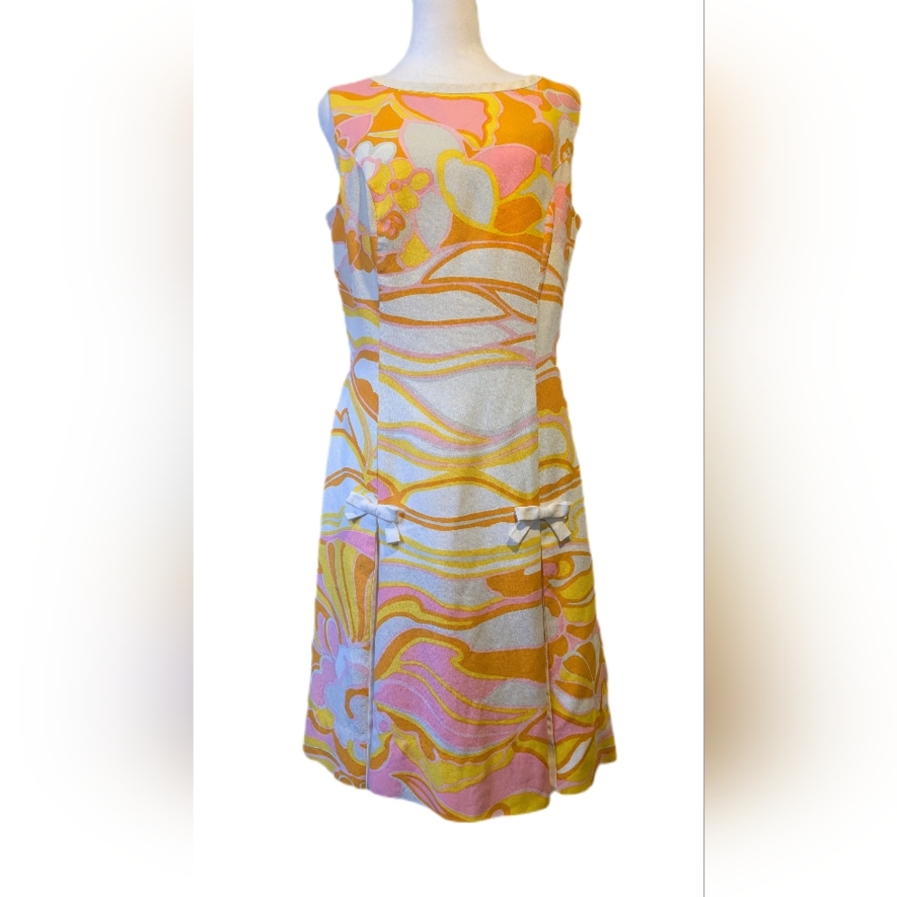 Vintage 1960s Mod Psychedelic Swirl Mini Gogo Dress Authentic Good -M- RARE
